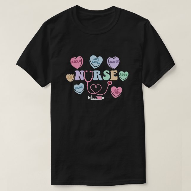 Groovy Heart Candy Nurse Valentines Day Women T-Shirt (Design Front)