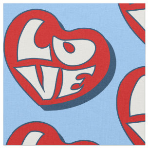 groovy heart love valentine 1960s  fabric