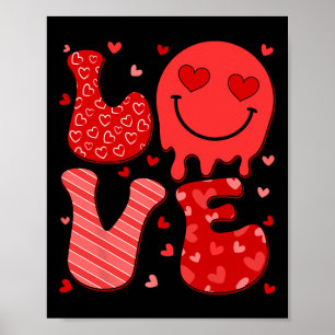 Groovy Heart Love Valentines Day Mens Womens Kids  Poster