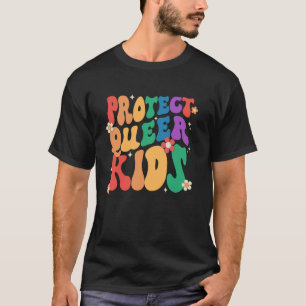 Groovy Heart Shape Protect Queer Kids LGBT Pride M T-Shirt