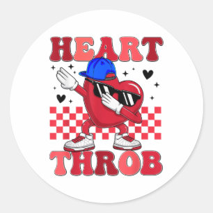 Groovy Heart Throb Valentines Day Dabbing Toddler  Classic Round Sticker