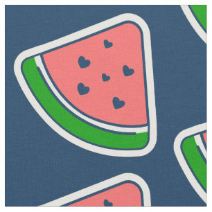 groovy heart watermelon fruit valentine 1960s  fabric
