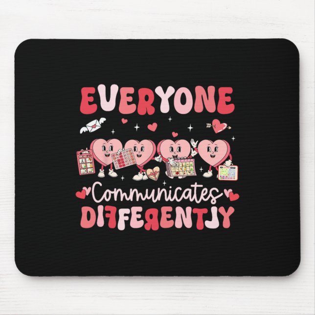 Groovy Hearts Everyone Communicates Differently Va Mouse Mat (Front)
