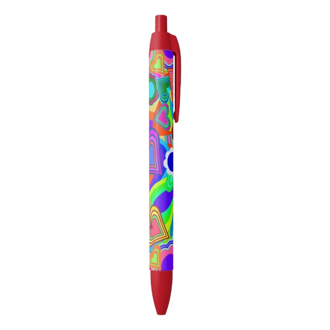 Groovy Hearts Flowers Black Ink Pen (Bottom (Vertical))