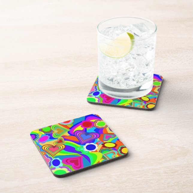 Groovy Hearts Flowers Coaster (Right Side)