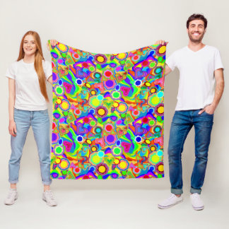 Groovy Hearts Flowers Fleece Blanket