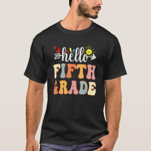 Groovy Hello 5th Grade  Back To School Teacher Kid T-Shirt