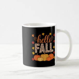 Groovy Hello Fall Autumn Maple Leaves Pumpkin Leop Coffee Mug