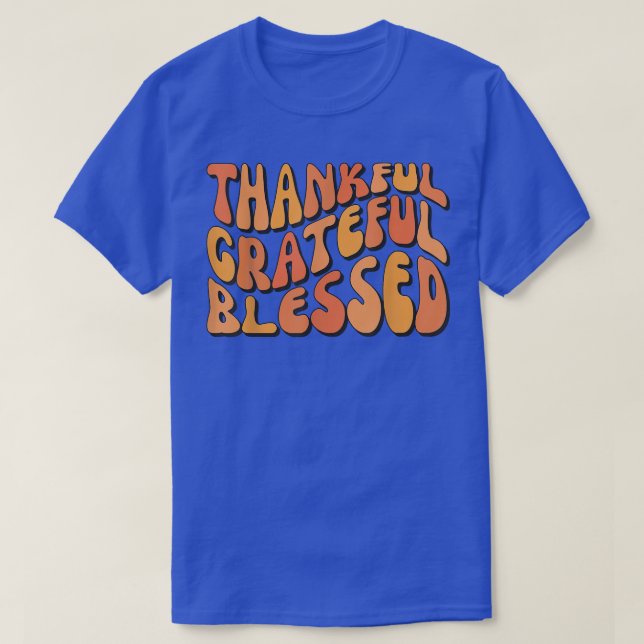 Groovy Hello Fall Autumn Pumpkin Thankful Grateful T-Shirt (Design Front)