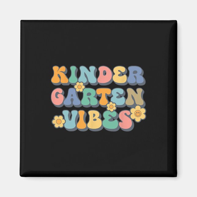 Groovy Hello Kindergarten Vibes Retro Teacher Back Magnet (Front)