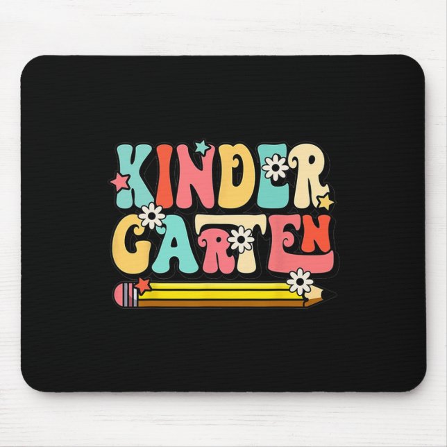 Groovy Hello Kindergarten Vibes Retro Teacher Back Mouse Mat (Front)