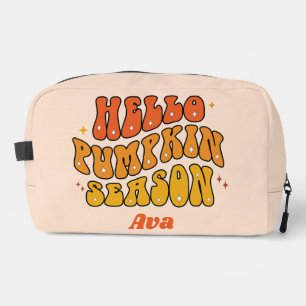 Groovy Hello Pumpkin Season Retro Autumn Sparkle Dopp Kit