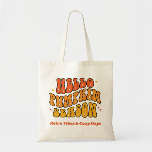 Groovy Hello Pumpkin Season Retro Autumn Sparkle Tote Bag