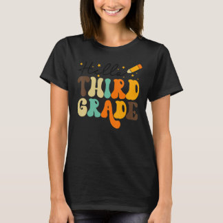 Groovy Hello Third Grade Vibes Retro Teachers Back T-Shirt