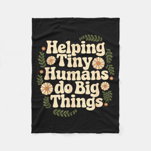 Groovy Helping Tiny Humans Big Illustration Fleece Blanket (Front)