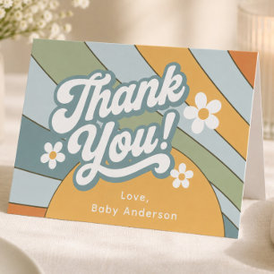 Groovy Here Comes the Son Thank You Card