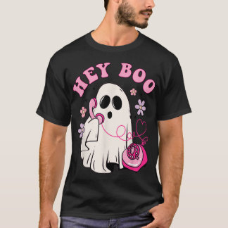 Groovy Hey Boo Cute Ghost Funny Halloween Girls T-Shirt