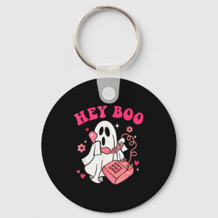 Groovy Hey Boo Cute Ghost Funny Halloween Mens Wom Key Ring