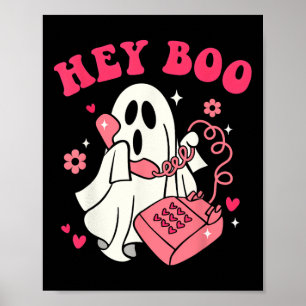 Groovy Hey Boo Cute Ghost Funny Halloween Mens Wom Poster