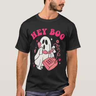 Groovy Hey Boo Cute Ghost Funny Halloween Mens Wom T-Shirt