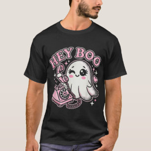 Groovy Hey Boo Ghost Halloween Girls Women Kids T-Shirt