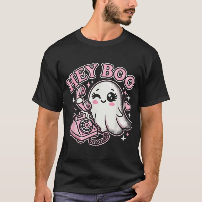 Groovy Hey Boo Ghost Halloween Girls Women Kids T-Shirt (Front)