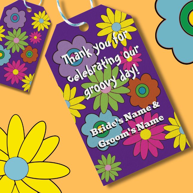 Groovy hippie 70's wedding favour label hippy styl (Creator Uploaded)