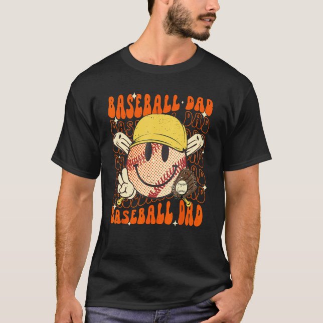 Groovy Hippie Baseball Dad Father's Day Softball G T-Shirt (Front)