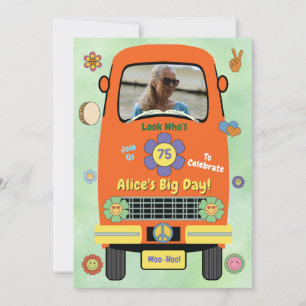 Groovy Hippie Birthday Party Invitation   Retro Tw