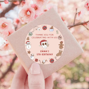 Groovy Hippie Christmas Santa Birthday Party Classic Round Sticker