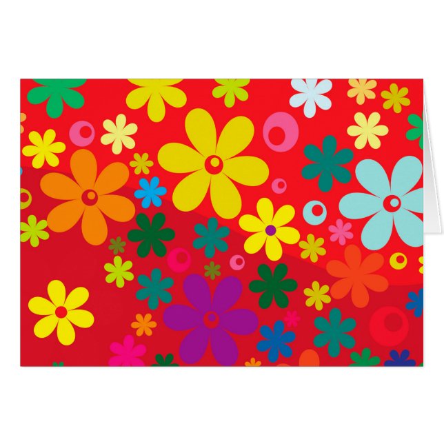 Groovy Hippie Colourful Flowers Love Peace Pattern (Front Horizontal)
