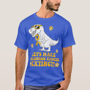 Groovy Hippie Cute Childhood Cancer Awareness Dino T-Shirt