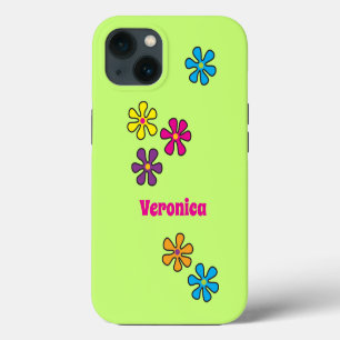 Groovy Hippie Flower Custom Name iPhone 13 Case