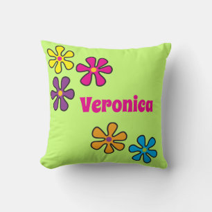 Groovy Hippie Flower Power Custom Name Cushion