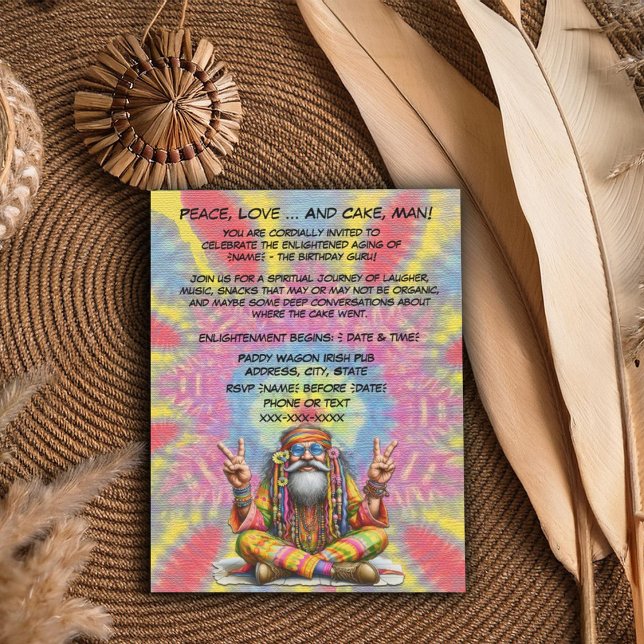 Groovy Hippie Guru Birthday Invitation (Creator Uploaded)