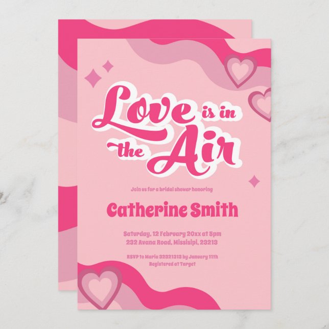 Groovy Hippie Heart Bridal Shower Invitation (Front/Back)