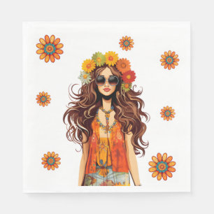 Groovy Hippie Hippy 1970s Themed Birthday Party Napkin