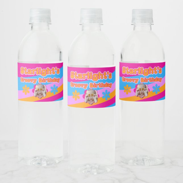 Groovy Hippie Love Peace and Love Celebration  Water Bottle Label (Bottles)