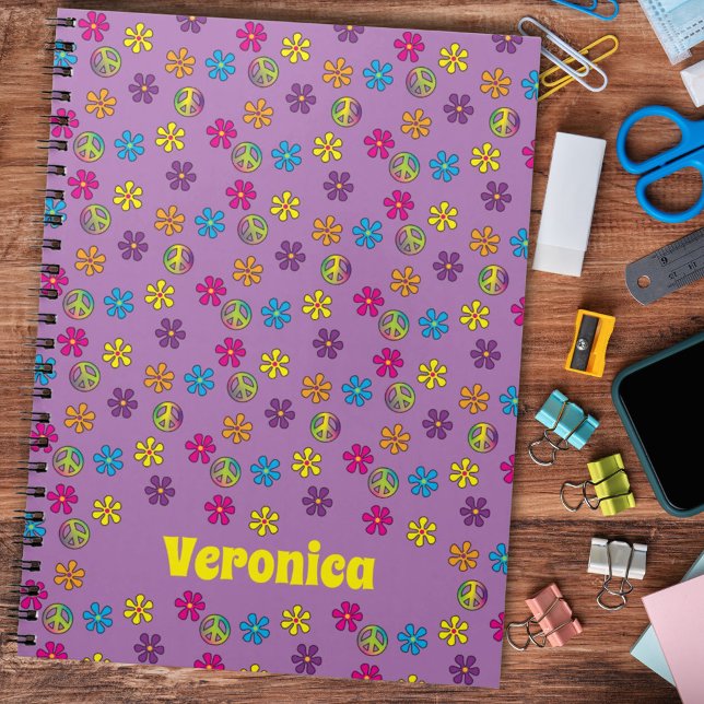 Groovy Hippie Peace and Flower Shower Notebook (Creator Uploaded)