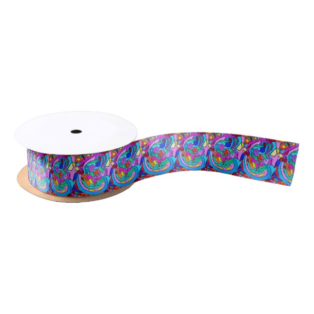 groovy hippie peace and love satin ribbon (Spool)