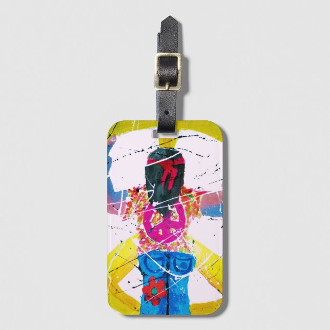 Groovy Hippie Peace Sign Luggage Tag (Front Vertical)
