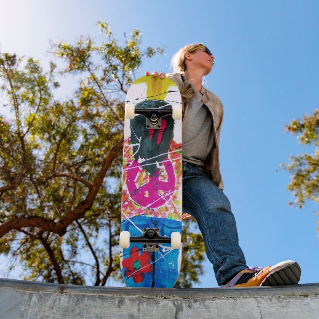 Groovy Hippie Peace Sign Skateboard (Outdoor 1)