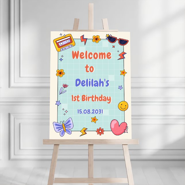 Groovy Hippie Retro Birthday Party Welcome Sign  (Creator Uploaded)