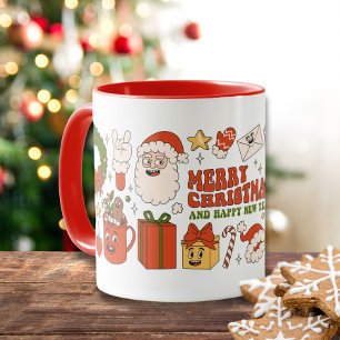 Groovy Hippie Retro Merry Christmas Santa Funny Mug
