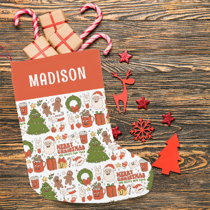 Groovy Hippie Retro Merry Christmas Santa Funny Small Christmas Stocking