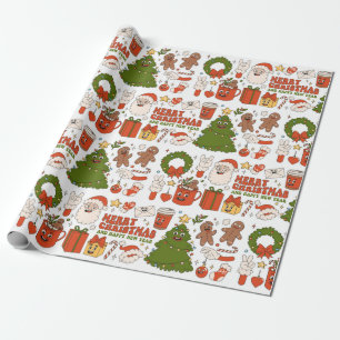Groovy Hippie Retro Merry Christmas Santa Funny Wrapping Paper