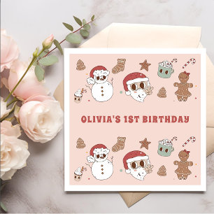 Groovy Hippie Santa Christmas Birthday  Napkin