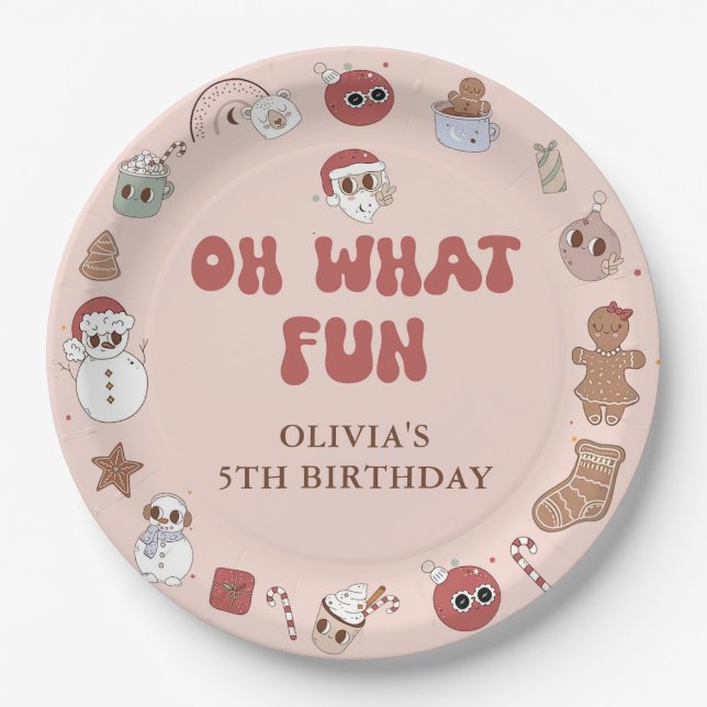 Groovy Hippie Santa Christmas birthday Paper Plate (Front)