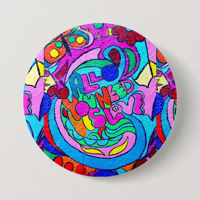groovy hippie style love button (Front)