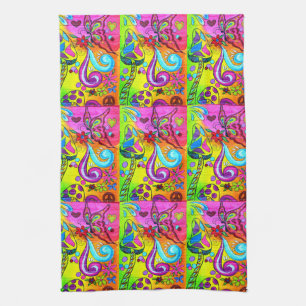 groovy hippie-style mushroom butterflies towel